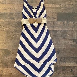 REMAIN Dress, M, Navy/Cream Chevron Stripe, hi-low, EUC, Sleeveless